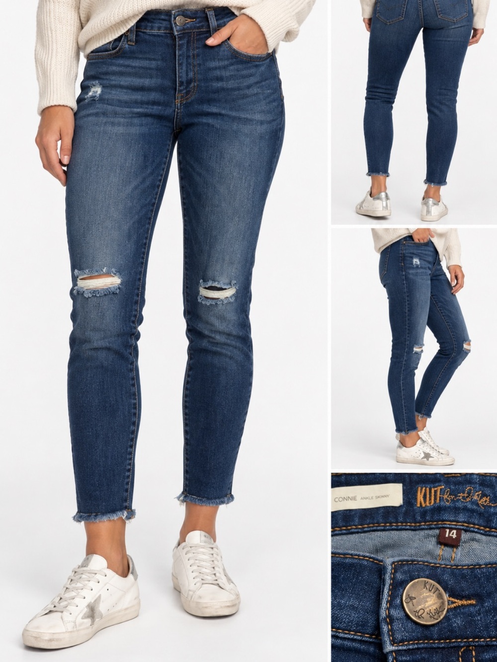 KUT From The Kloth Connie Ankle Skinny Distressed Jeans Size 14